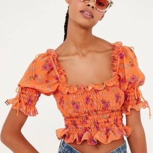 For Love and Lemons Peony Smocked Top